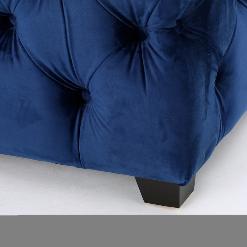 Velvet Tufted Bench Ottoman with Wooden Legs, Luxury Entryway Bench Bed-End Upholstered Bench for Mudroom, Bedroom