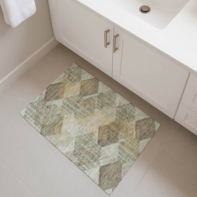 Machine Washable Indoor/ Outdoor Modern Hotchkiss Chantille Rug