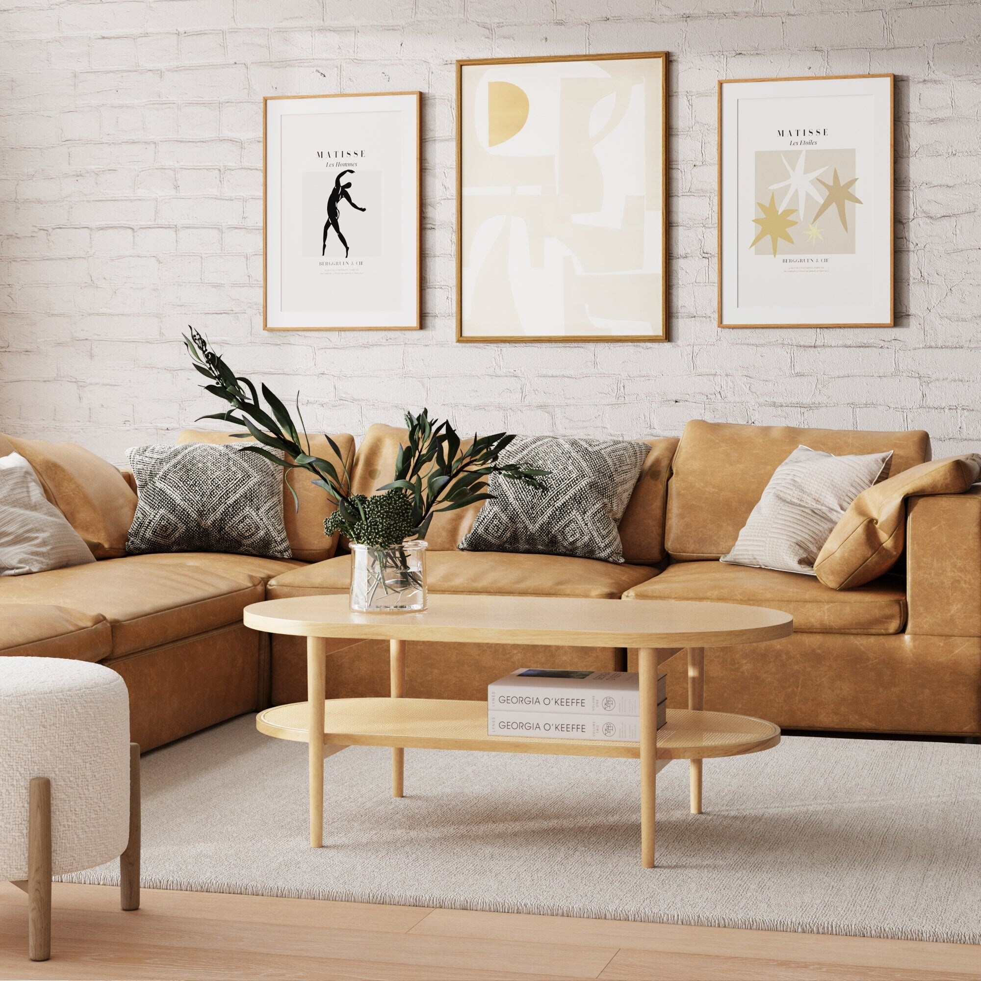 Nathan James Sonia Bohemian 2-Tier Oval Cane Coffee Table in Light
