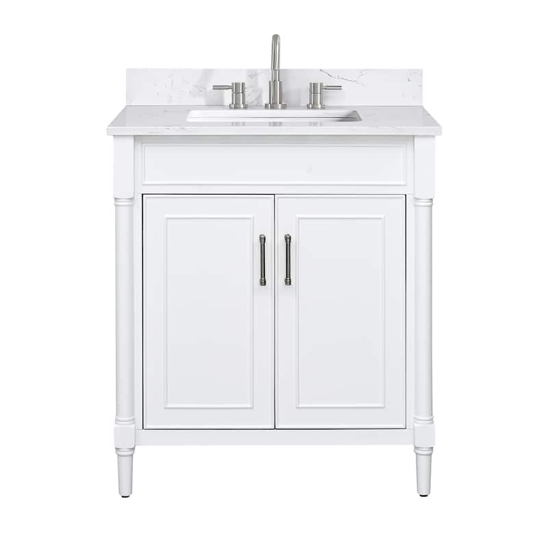 Avanity Bristol 31 in. Bath Vanity in White finish and Cala White Engineered Top