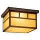 preview thumbnail 1 of 4, Mission Bronze Square Outdoor Flush Mount Ceiling Light Honey Glass - 11.5-in W x 7-in H x 11.5-in D Burnished Bronze - 11.5-in W x 7-in H x 11.5-in D