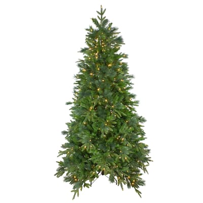 6.5' Rosemary Emerald Angel Pine Artificial Christmas Tree white LED - 6.5 Foot