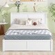preview thumbnail 3 of 14, Queen Size Storage Platform Bed with Trundle and Pull Out Shelves, White