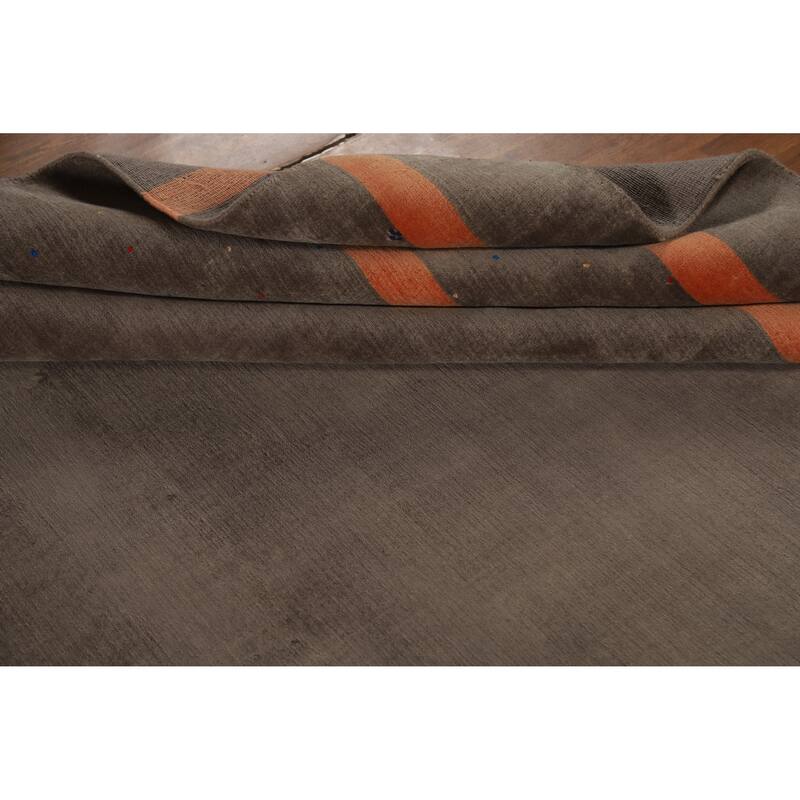Hand Knotted Oriental 100% Wool Carpet Tribal Tribal Brown Gabbeh Area Rug - 9' 10'' X 8' 1''