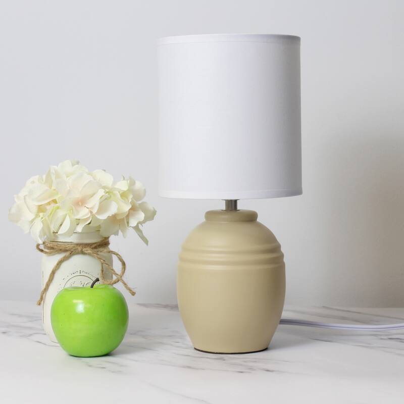 Mini Classic Jar Ceramic Table Lamp with White Drum Shade - 19.5" - Beige