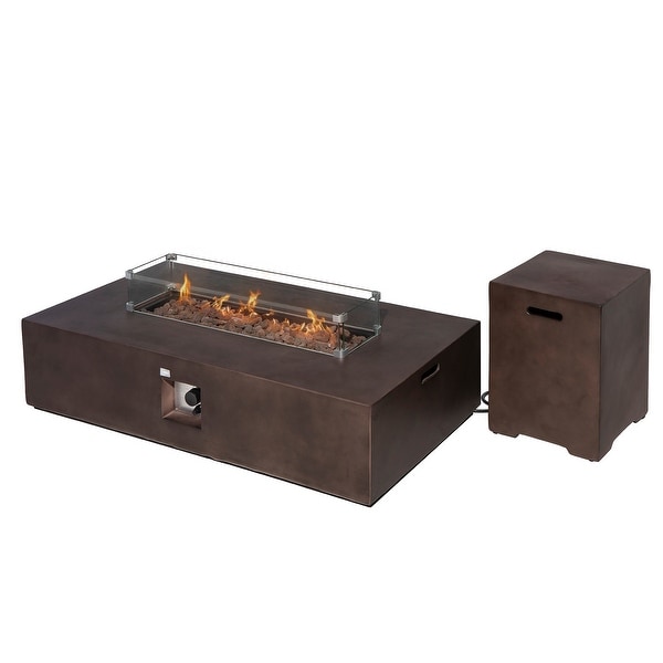COSIEST 2-Piece Outdoor Propane Rectangle Fire Pit With Tank Table. Opens flyout.