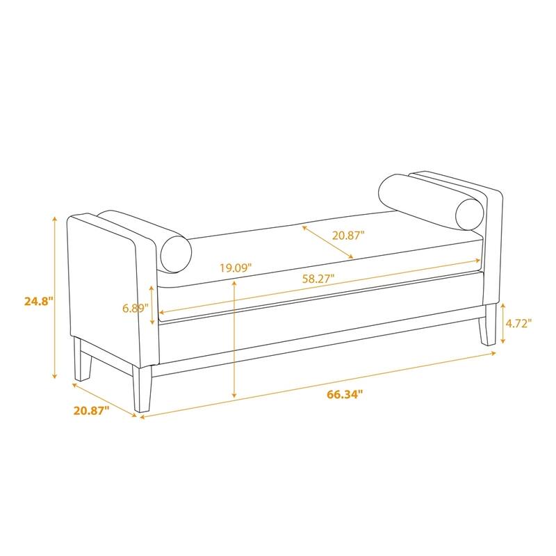 66.34"W Elegant Upholstered Bench