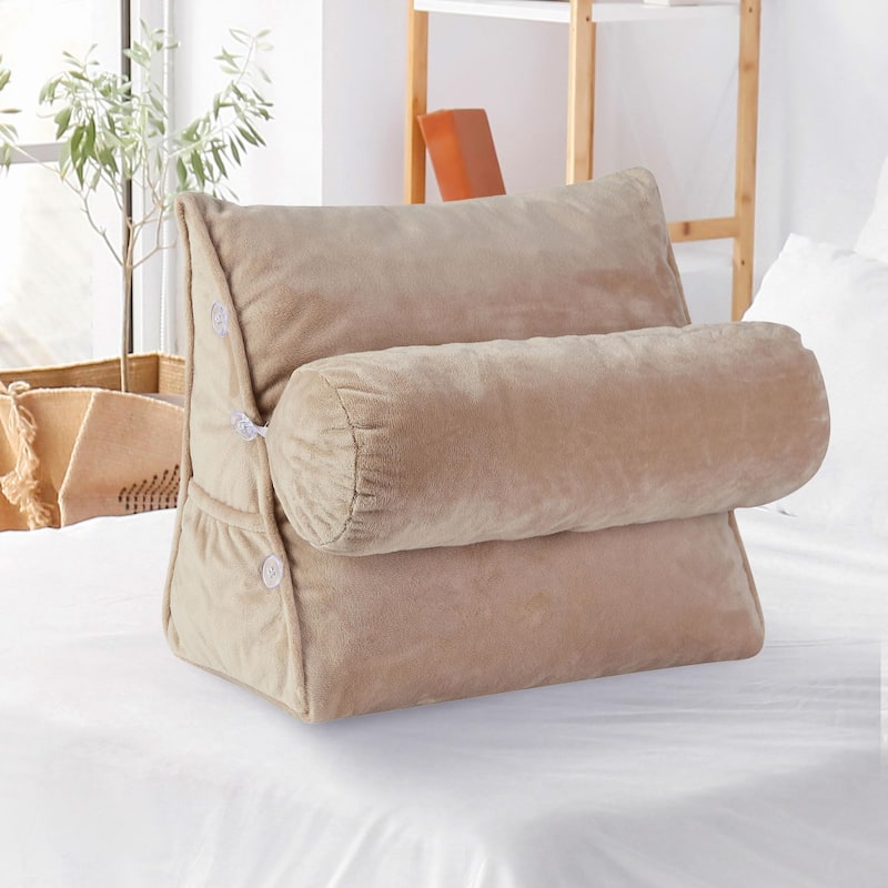 Cheer Collection TV Reading and Wedge Pillow with Detachable Bolster - 16" x 9" x 18" - Taupe