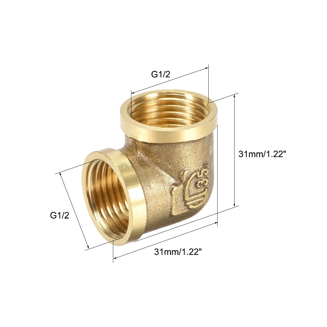 Shop Brass Pipe Fittings 90 Degree Elbow Female X Female G1 2 X