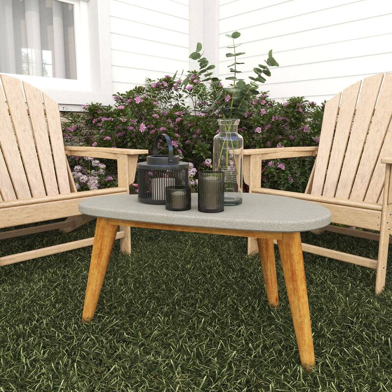Gray Concrete Resin Modern Outdoor Dining and Accent Table Collection