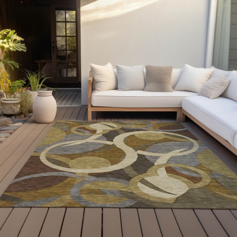 Machine Washable Indoor/Outdoor Contemoorary Deco Chantille Rug