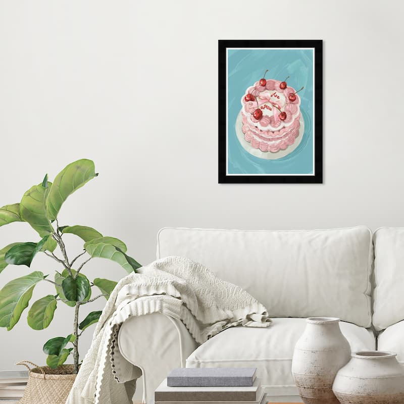 Wynwood Studio Prints Food Cuisine Cheer on Top Teal Pink Wall Art - Black
