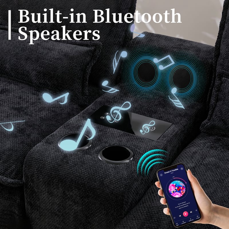 6-seat Chenille Upholstered Modern U-shaped Sectional Multifunctional Sofa with 2 Cup Holders,Pull-out Storage Space