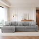 118.4"W Plush Modular Sectional Sofa with Pillows - 3 Piece Light Grey - Left Facing