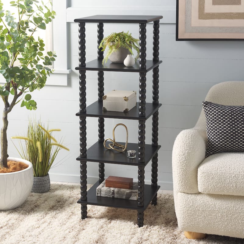 SAFAVIEH Dilyn 5-Tier Shelving Unit - 16"W x 16"D x 46"H - Matte Black 