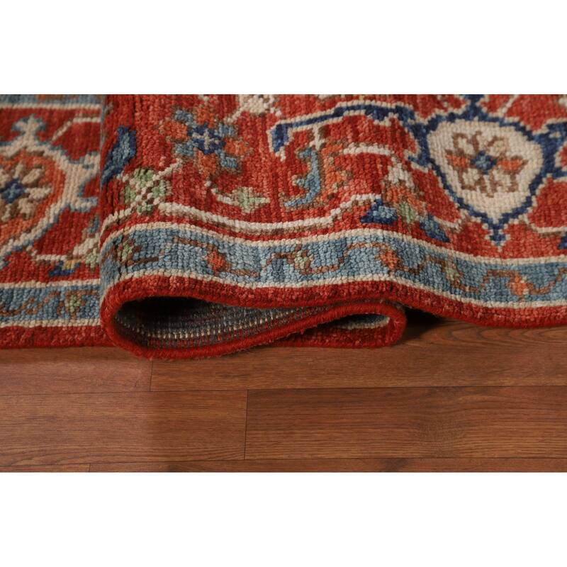 Orange & Ivory Heriz Serapi Indian Area Rug Hand-Knotted Wool Carpet - 8'9"x 11'10"