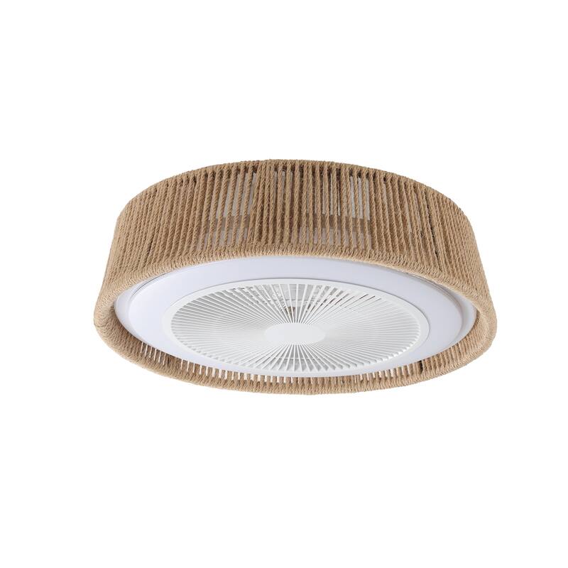 21" Bohemian Braided Ceiling Fan Light, Silent Remote Control with Timing Function, Adjustable Color Temperature