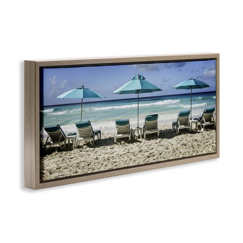 Stupell Lined Up Beach Chairs Framed Floater Canvas Wall Art Design By Mary Lou Johnson