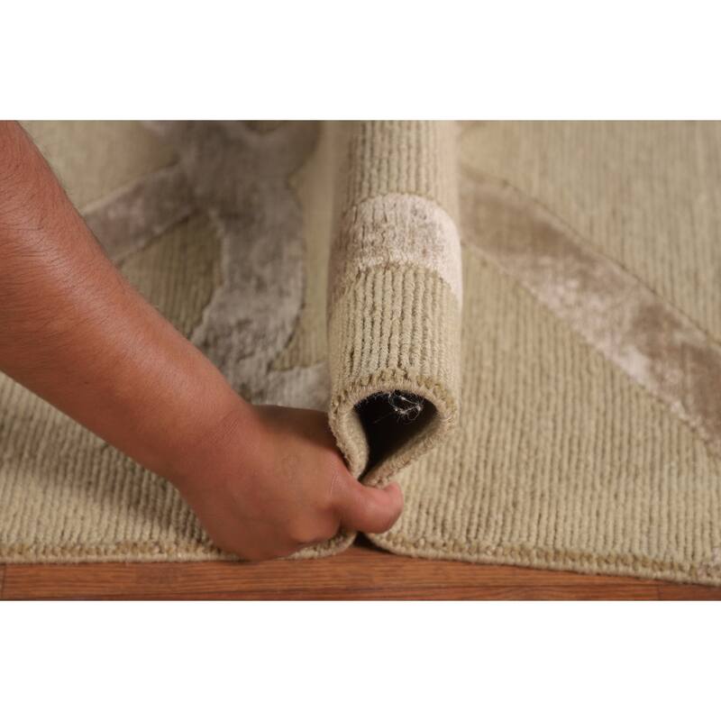 Geometric Modern Area Rug Handmade Oriental Wool Carpet - 9'0" x 11'9"