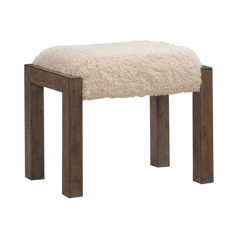 Liberty Furniture Broadmore Upholstered Stool Faux Sheepskin - Width 24" x Depth 16" x Height 19"