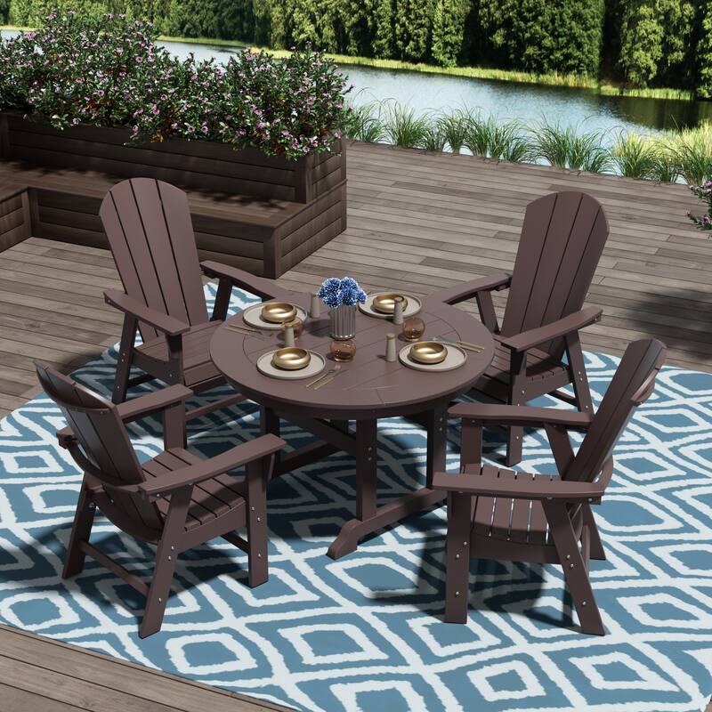 Polytrends Laguna Casual Upright Adirondack Chair (Set of 2)