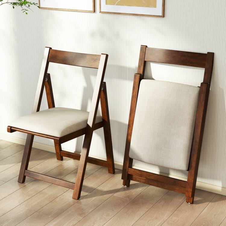Rubber Wood Dining Chairs Set of 4 with Cushioned Seats Ergonomic Backrest - 22.5" x 19.5" x 34"
