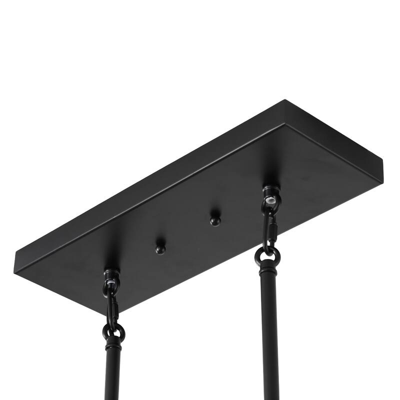 Modern 5-Light Linear Chandelier with Smoky Gray Glass Shades for Dining Room or Kitchen Island