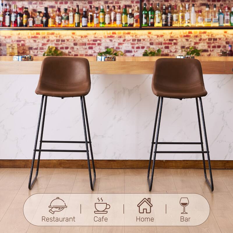 FERPIT Bar Stools Set of 2, Faux Leather Counter Height Bar Stools with Back