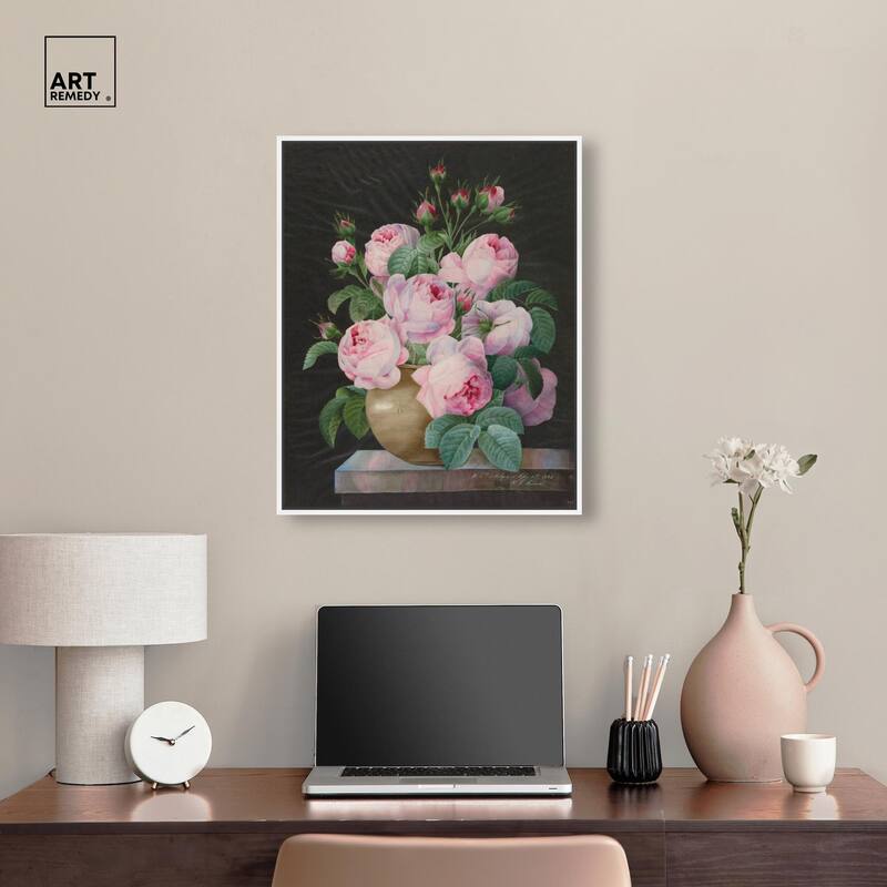 Pink Roses in a Vase Canvas by Art Remedy