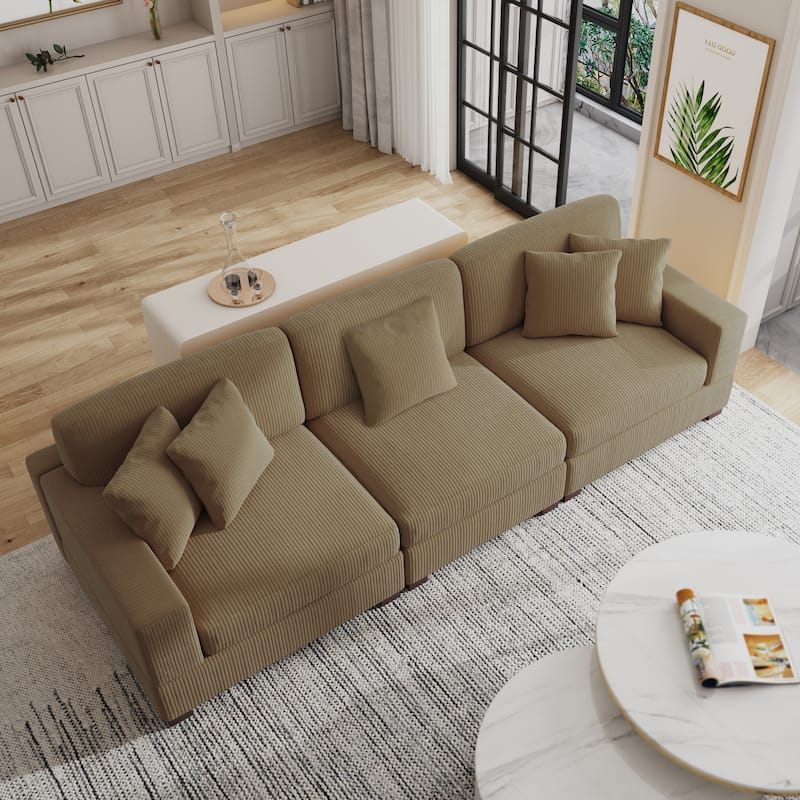 Modern Oversized Modular Sectional Sofa Set With Pillows - Camel-Armchair&Armless Chair