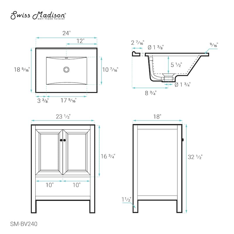 Chateau 24" Bathroom Vanity In Natural Oak
