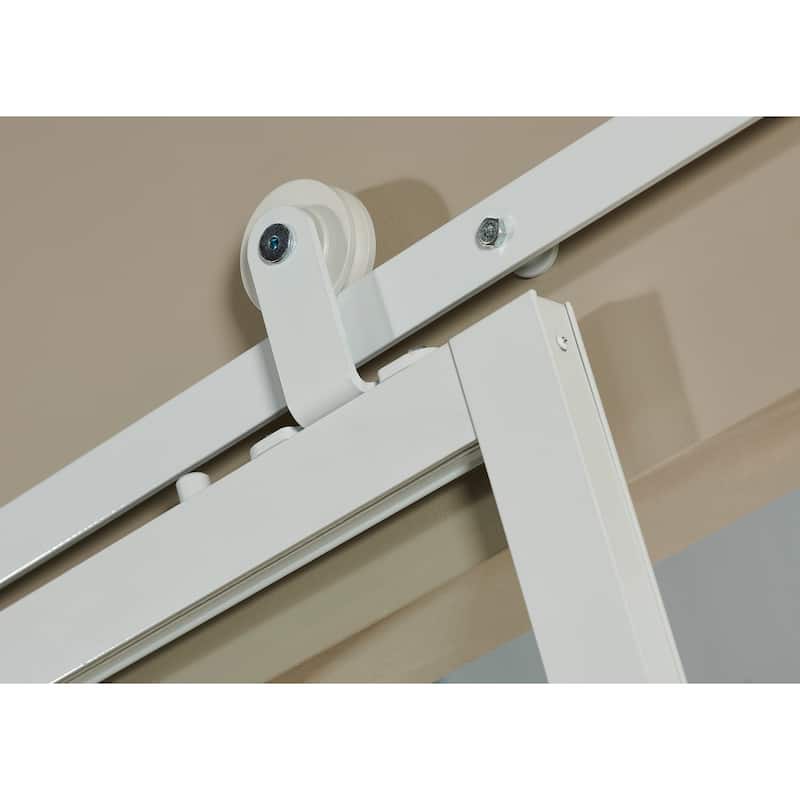Pinecroft French Glass Barn Door Kit with White Frame and Clear Glass 42" x 84"