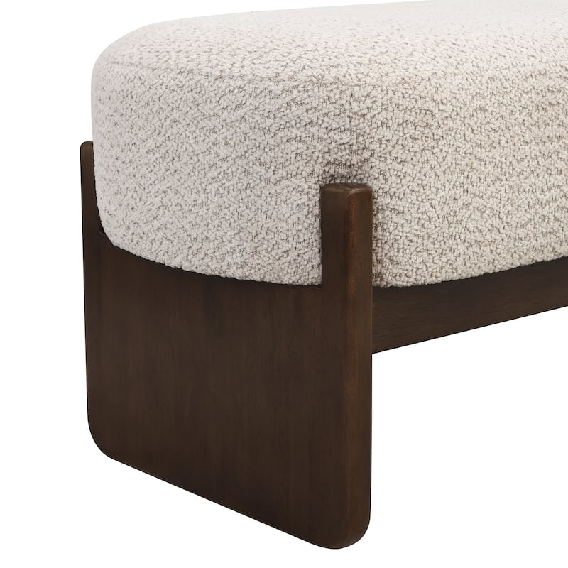 Christopher Knight Home - Gazena Beige Large Ottoman Bench with Rubberwood Base - 64" W x 18.5" D x 18.5" H