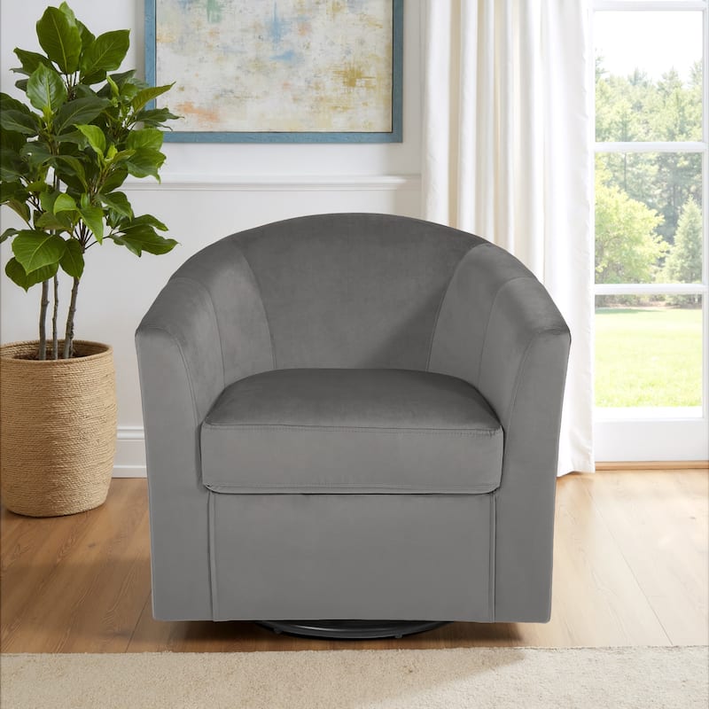 Modern Velvet Upholstered Swivel Barrel Chair for Living Room Lounge