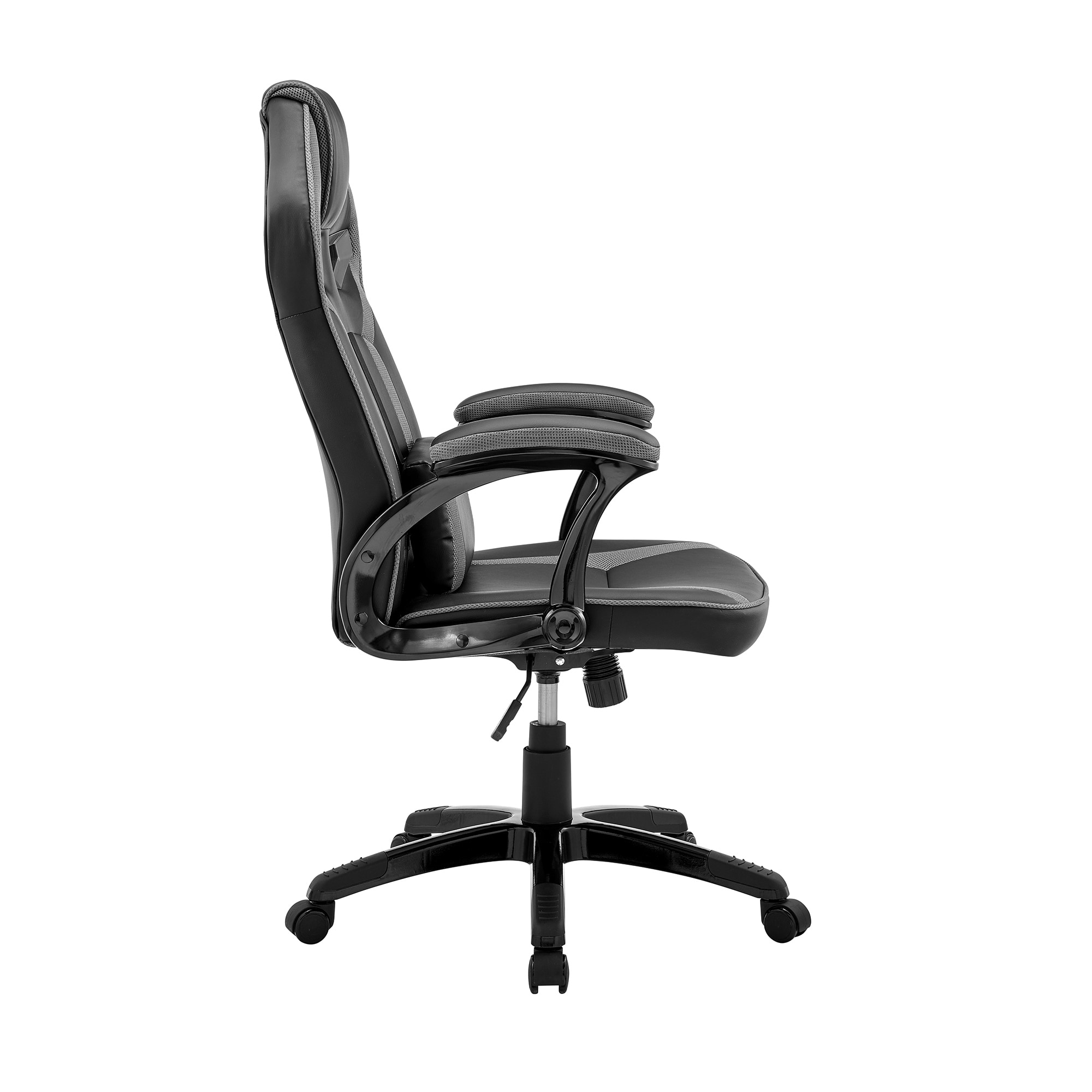Roomfitters Aspect Adjustable Racing Gaming Chair, Black Faux Leather & Dark Gray Mesh, Ergonomic Office Desk Chair & Armrests