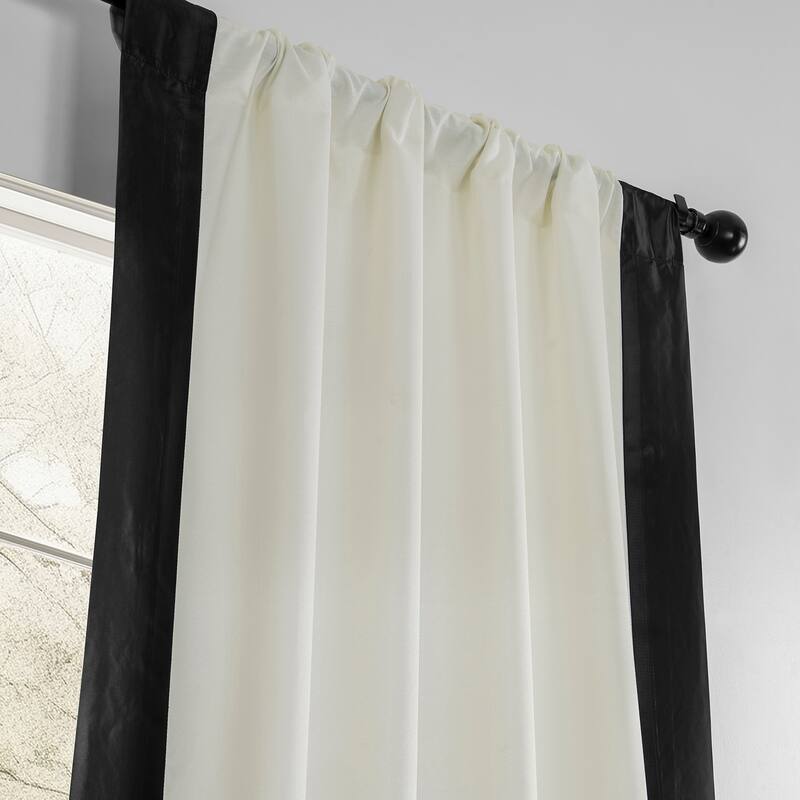 Exclusive Fabrics Fresh Pop Dobby Taffeta Side Bordered Light Filtering Curtains for Bedroom & Living Room Curtains (1 Panel)