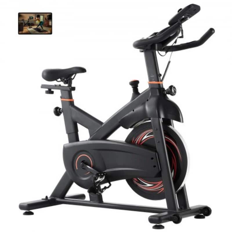 Black Carbon Steel Magnetic Bike with LCD, 40lbs Flywheel & Wheels - 43.70x21.26x49.02 inch