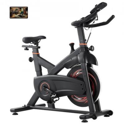 Black Carbon Steel Magnetic Bike with LCD, 40lbs Flywheel & Wheels - 43.70x21.26x49.02 inch