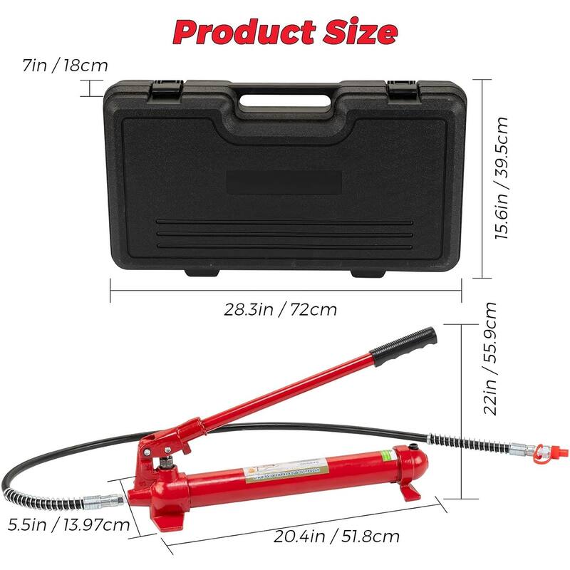 Power Hydraulic Jack Kit, Auto Body Frame Repair Kit, Storage Case, Large Capacity