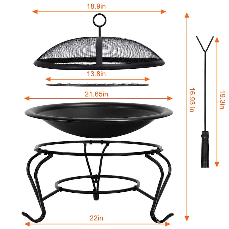 22 in Fire Pit with Firewood Grate
