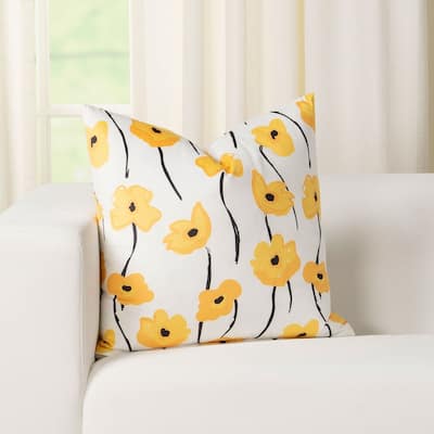 Midas Touch Floral Printed Plush Throw Pillow
