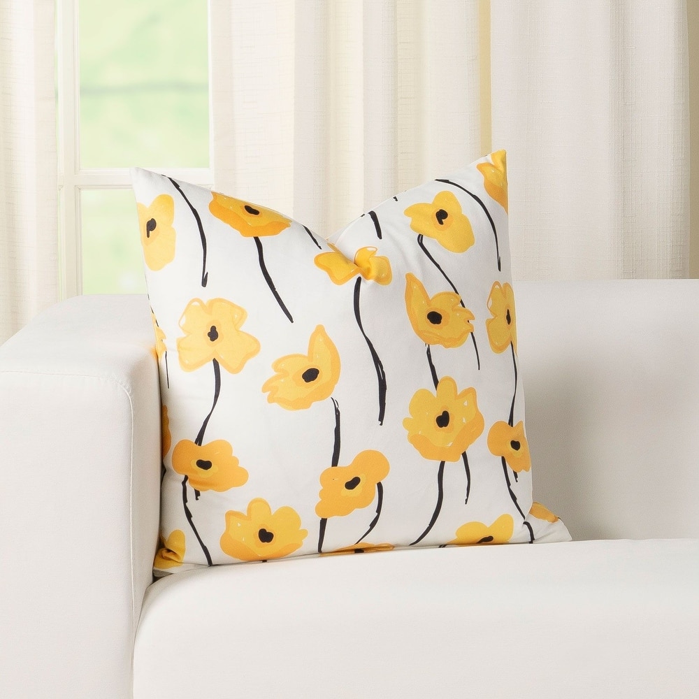 Midas Touch Floral Printed Plush Throw Pillow