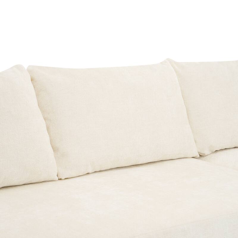 Christopher Knight Home - Cami 140.5" Chenille Upholstered U-shaped Modular Compressed Sectional Sofa with Pillows