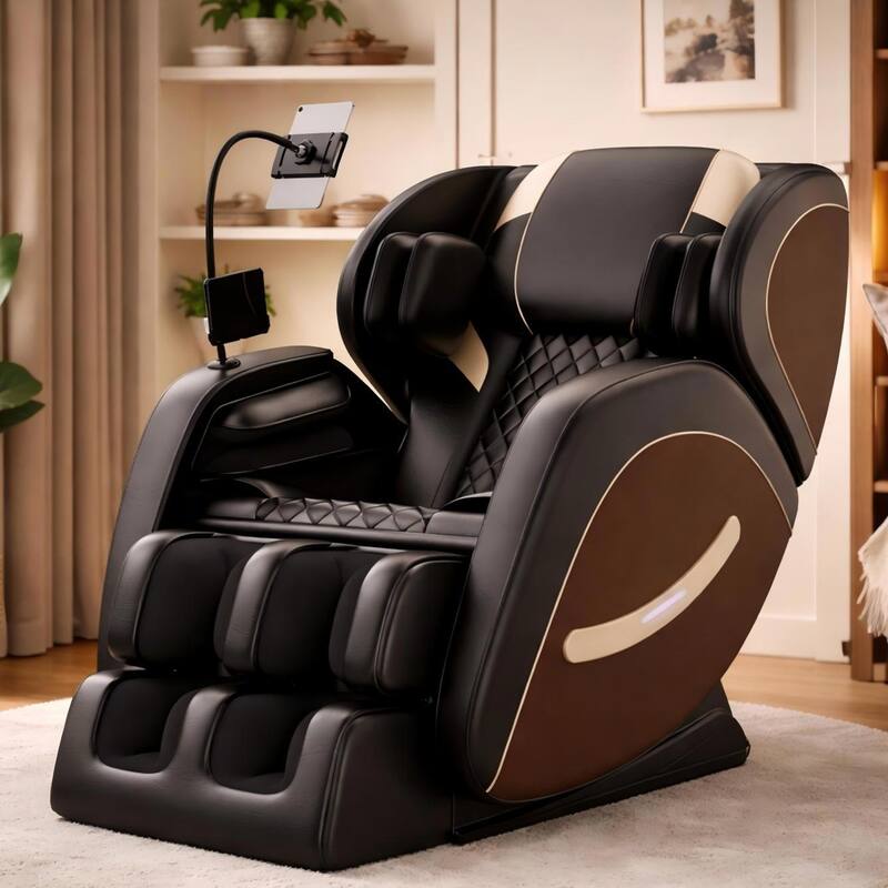 Luxury Zero Gravity Full-Body Massage Chair with Heating, Bluetooth Audio, and Foot Rollers - Home Relaxation Recliner