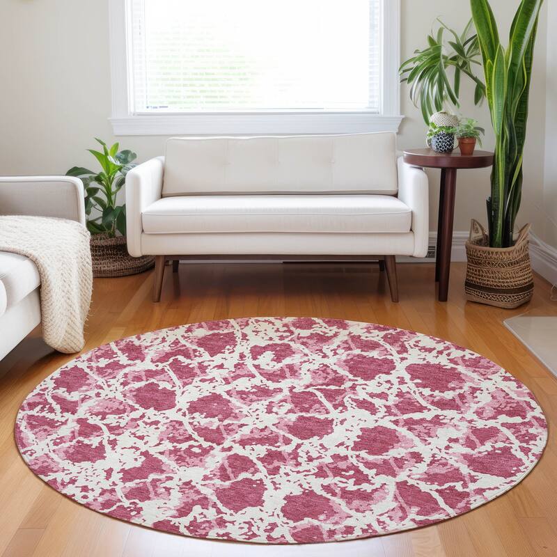 Machine Washable Indoor/ Outdoor Abstract Modern Chantille Rug