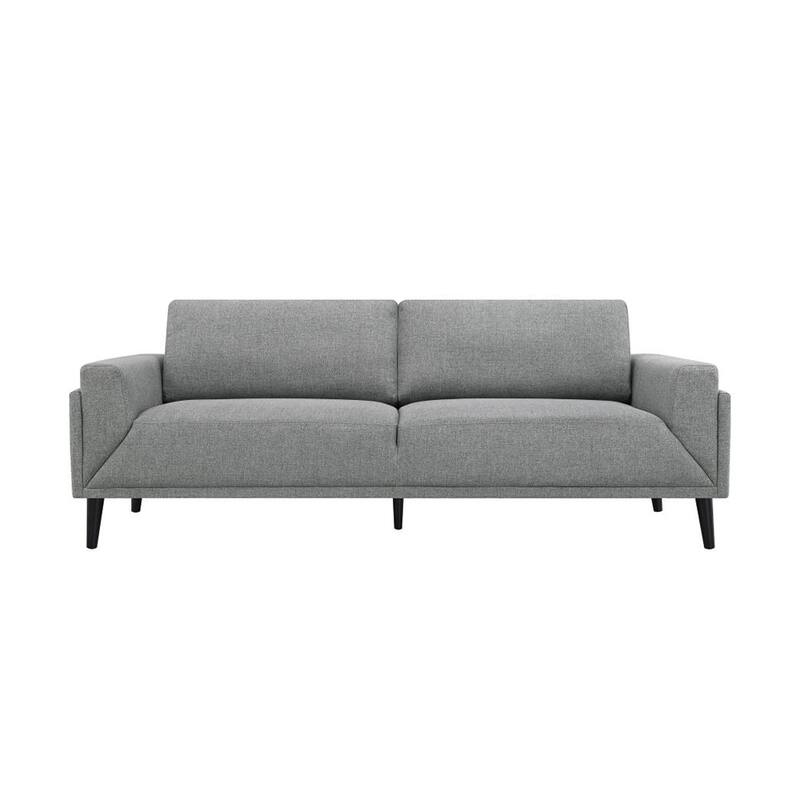 Upholstered Track Arms Sofa with Wooden Legs - Grey and Black