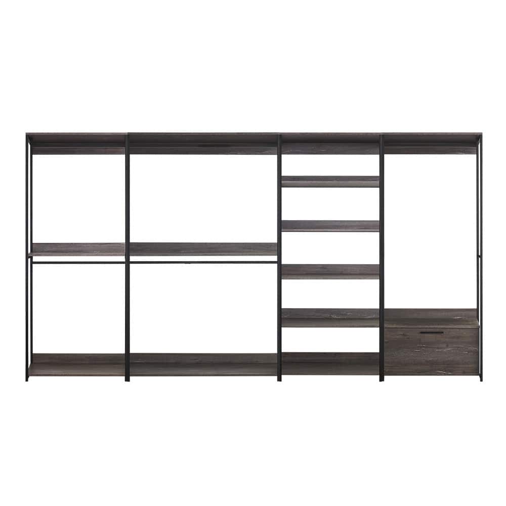 Veronica Wood and Metal Walk-in Closet System - 77.7"H x 143"W x 17.3"D