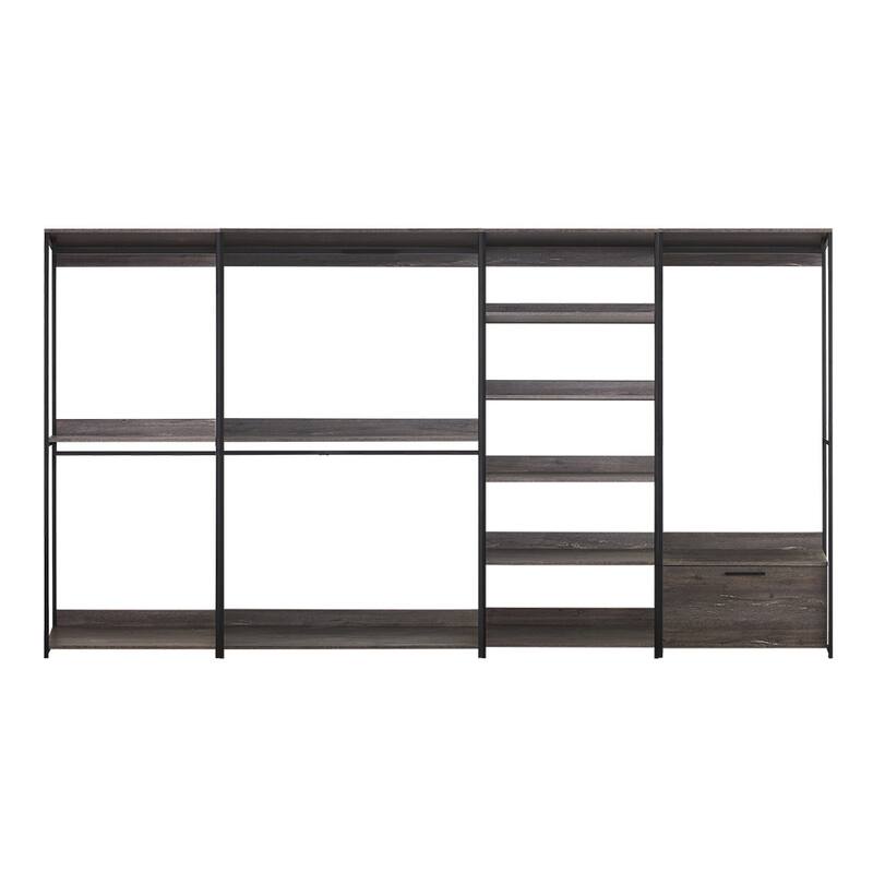 Veronica Wood and Metal Walk-in Closet System - 77.7"H x 143"W x 17.3"D