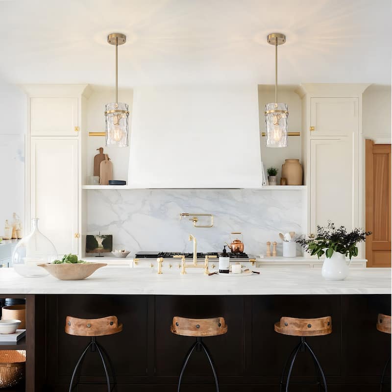 Starsky Modern Clear Hammered Glass Kitchen Island Pendant Light