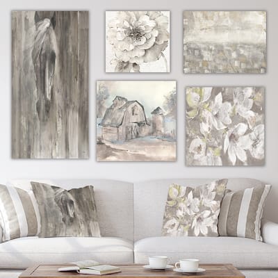 Designart "Farmhouse Collection " Traditional Wall Art set of 5 pieces - Grey